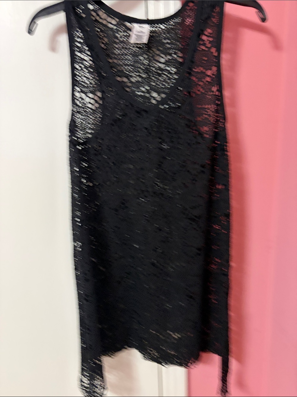 Black Lace Sleeveless Sheer Tank Top